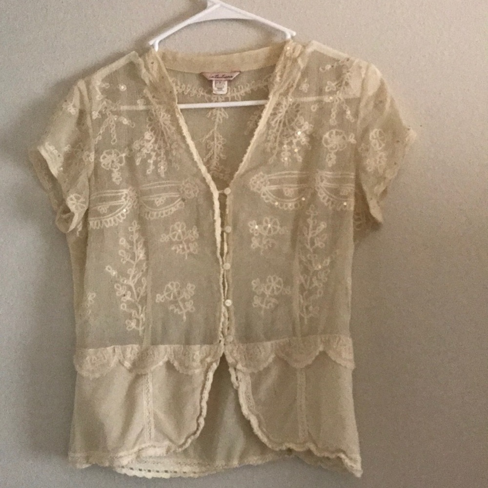 Cream embroidered top